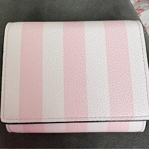 Victoria's Secret Pink and White Striped Small Flap Wallet